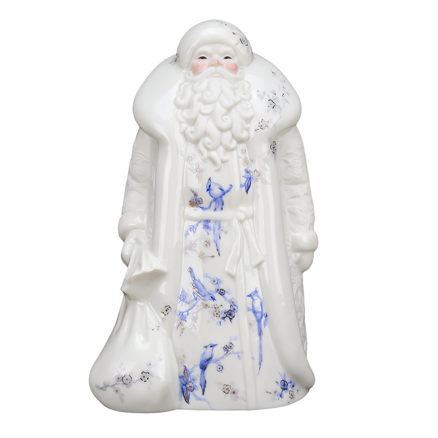 Скульптура фарфоровая Rupor "Дед Мороз" большой (Синие птицы)
