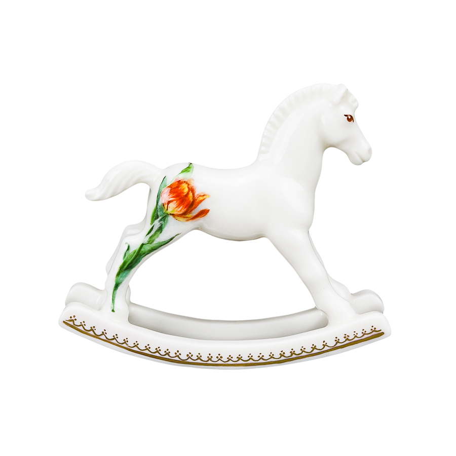 Скульптура фарфоровая Rupor "Лошадка-качалка" (Тюльпаны оранжевые)