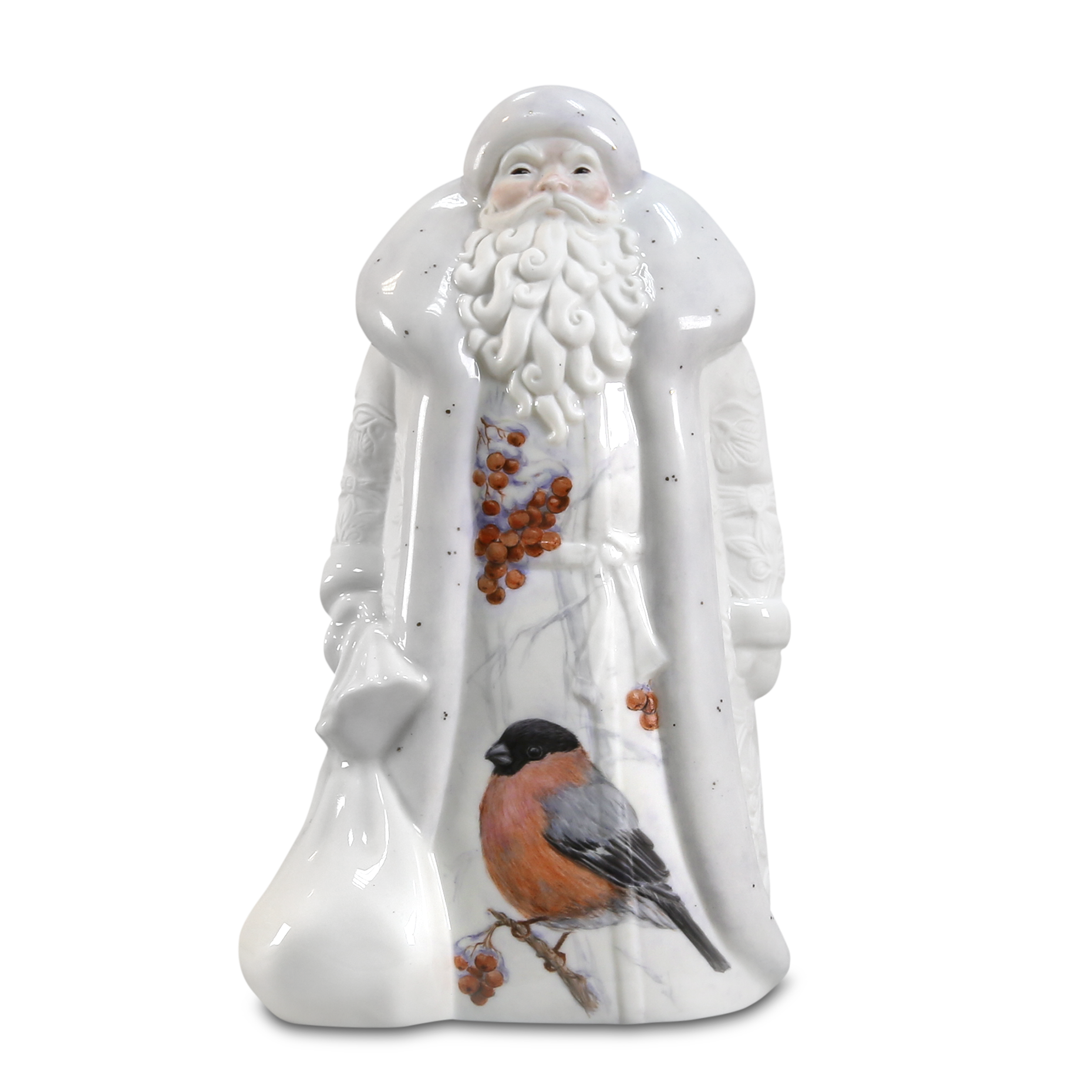 Скульптура "Дед Мороз" резной (Снегири)