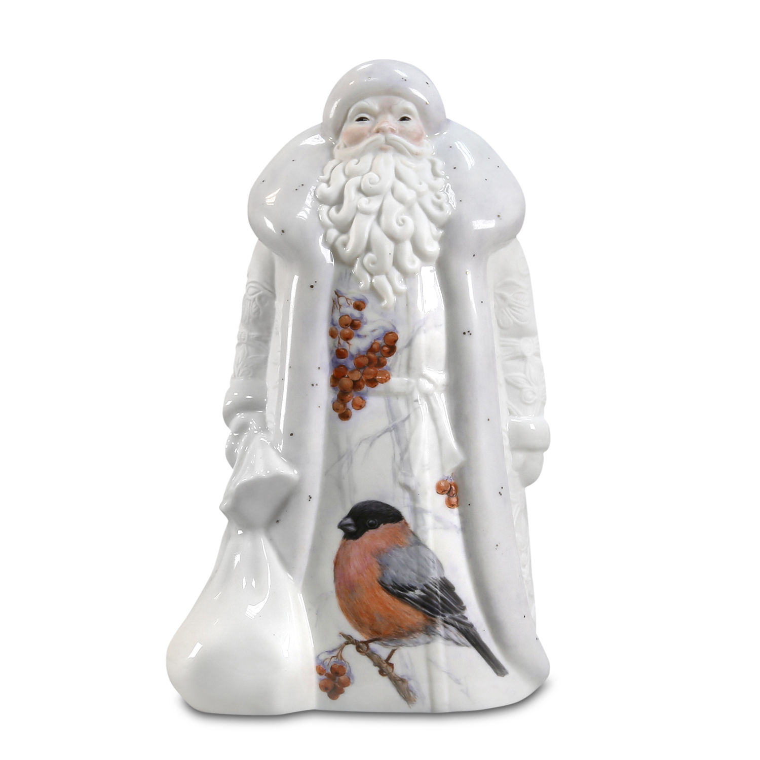 Скульптура "Дед Мороз" резной - Снегири